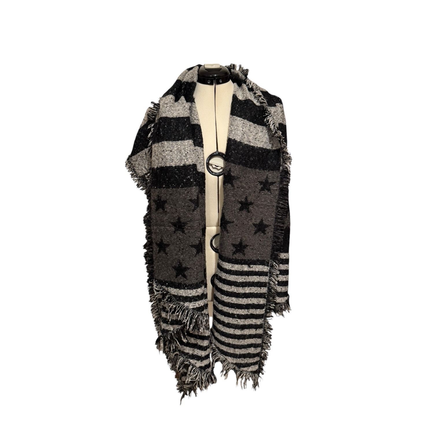 Other Love Of Fashion Black White American Flag Rustic Wrap NWT Size ONE SIZE - 1 Thumbnail