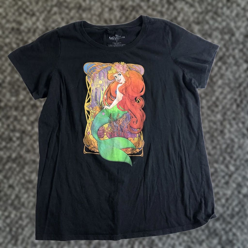 Disney Disney The Little Mermaid Mermaid Adult Tee T-Shirt Womens Size 2 Black Short Sleeve Cotton Graphic Shirt Size XS / US 0-2 / IT 36-38 - 1 Thumbnail