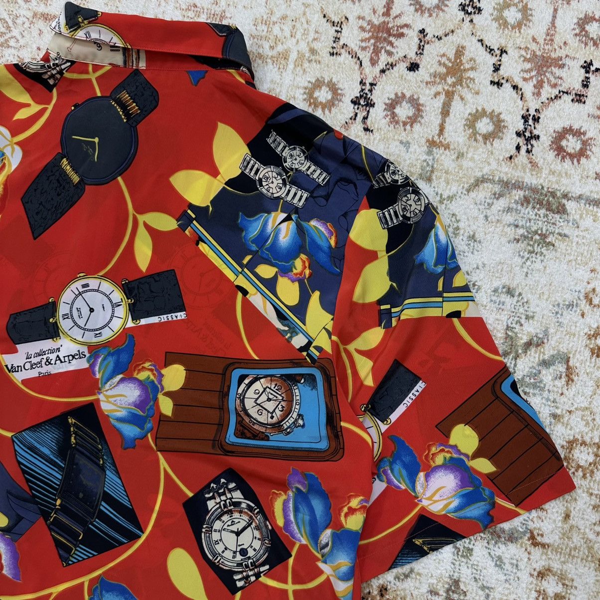 Hysteric Glamour Vintage Surf Style Button Up Shirts Clock Overprinted Size US XL / EU 56 / 4 - 10 Thumbnail