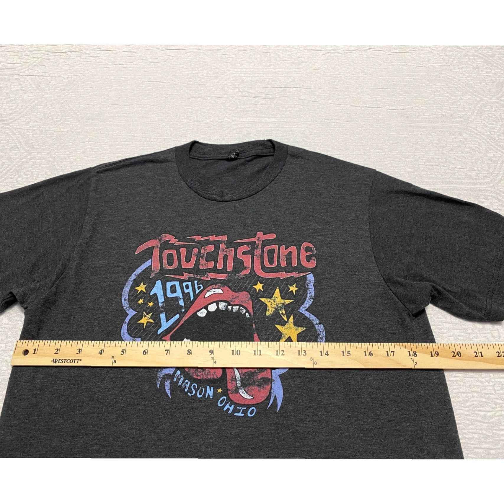 Tultex VINTAGE Touchstone 1996 Mason Ohio Graphic T-Shirt M Concert Band Tee Hot Lips Logo Band Mens Black Short Sleeve Crew Neck Tultex Shirt Size US M / EU 48-50 / 2 - 6 Thumbnail