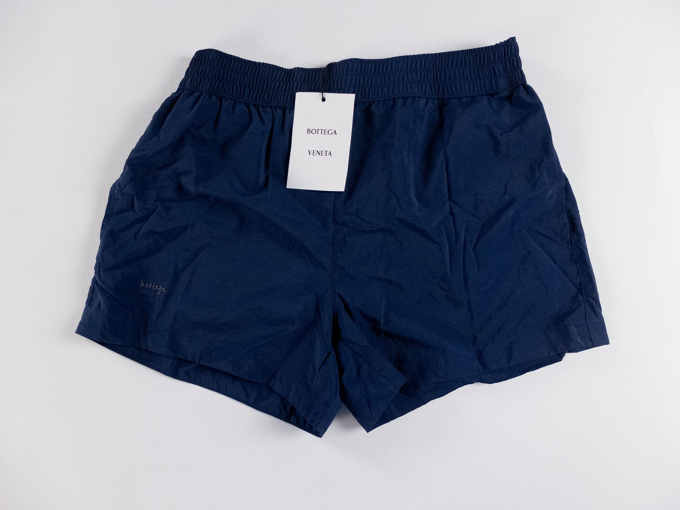 Bottega Veneta BOTTEGA VENETA solid navy blue nylon swim shorts Large q Size US 30 / EU 46 - 1 Thumbnail