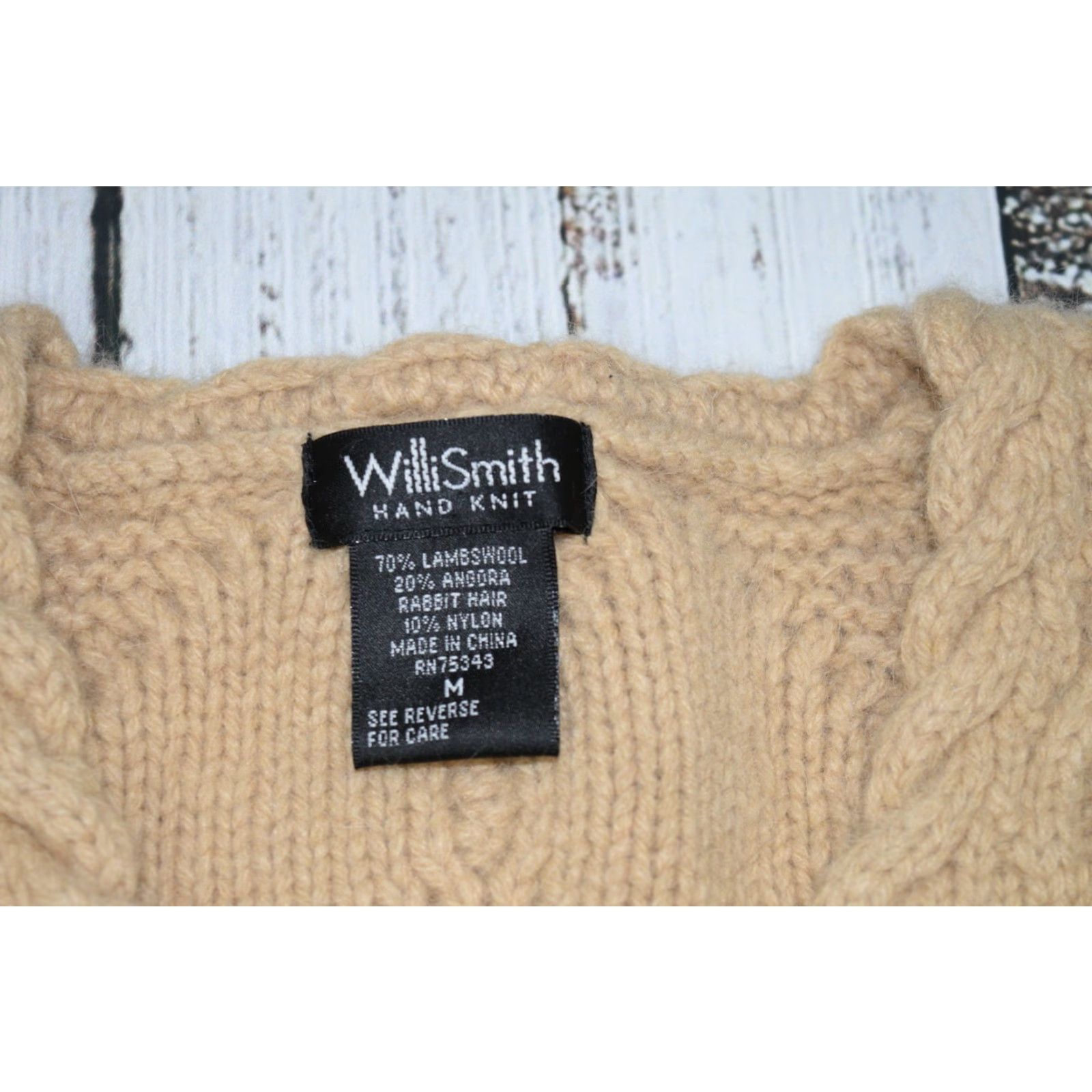 Willi Smith VINTAGE Willi Smith Hand Knit Sweater Pullover Chunky Knit Angora Wool V-Neck Brown M Women's 90s Style Size M / US 6-8 / IT 42-44 - 3 Thumbnail