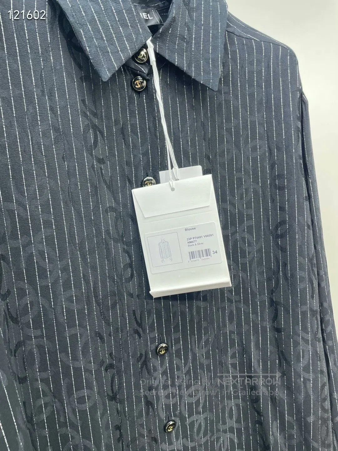 Chanel Chanel Black Striped Silk Shirt. Size XXS / US 00 / IT 34 - 4 Thumbnail