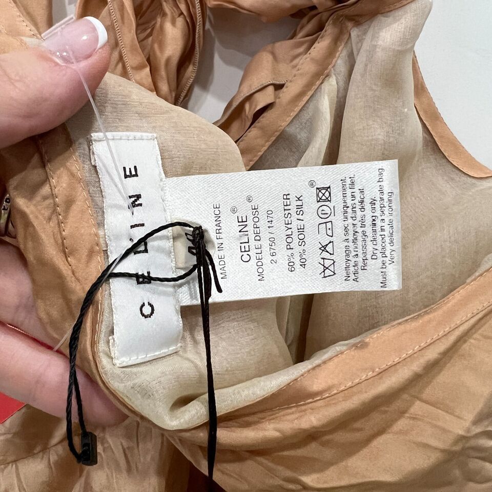 Celine $1229 NWT CELINE Dusty Orange Silk Blend Ruched Dress Size M / US 6-8 / IT 42-44 - 6 Thumbnail