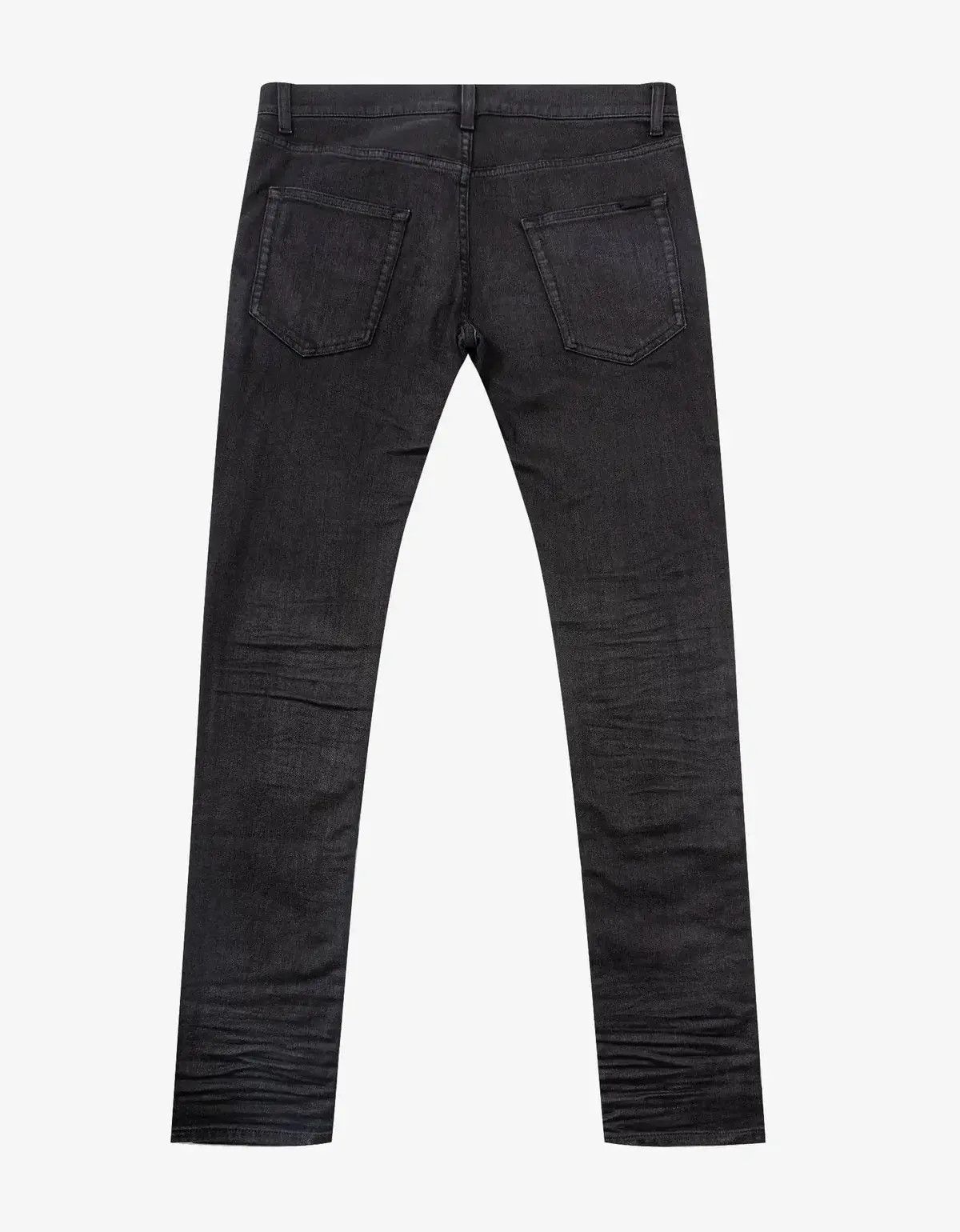 Saint Laurent Paris o1s1wg111224 Skinny-Fit Jeans in Coated in Black Size US 34 / EU 50 - 2 Thumbnail