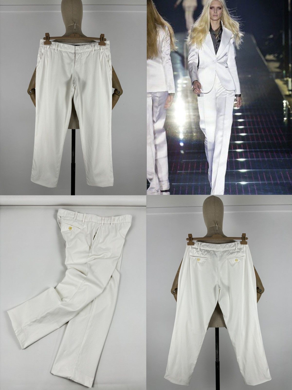 Gucci Rare Y2K TOM FORD Era Archive ITALY Off-White Straight Zip Pocket Pants Trousers Size 27" / US 4 / IT 40 - 1 Thumbnail