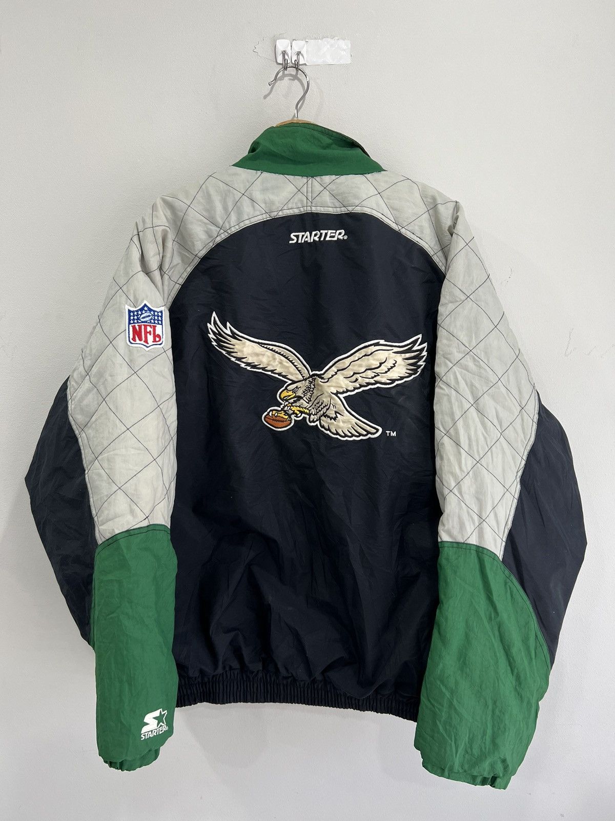 image of 90's Philadelphia Eagles Starter Jacket in Green, Men's (Size 2XL)