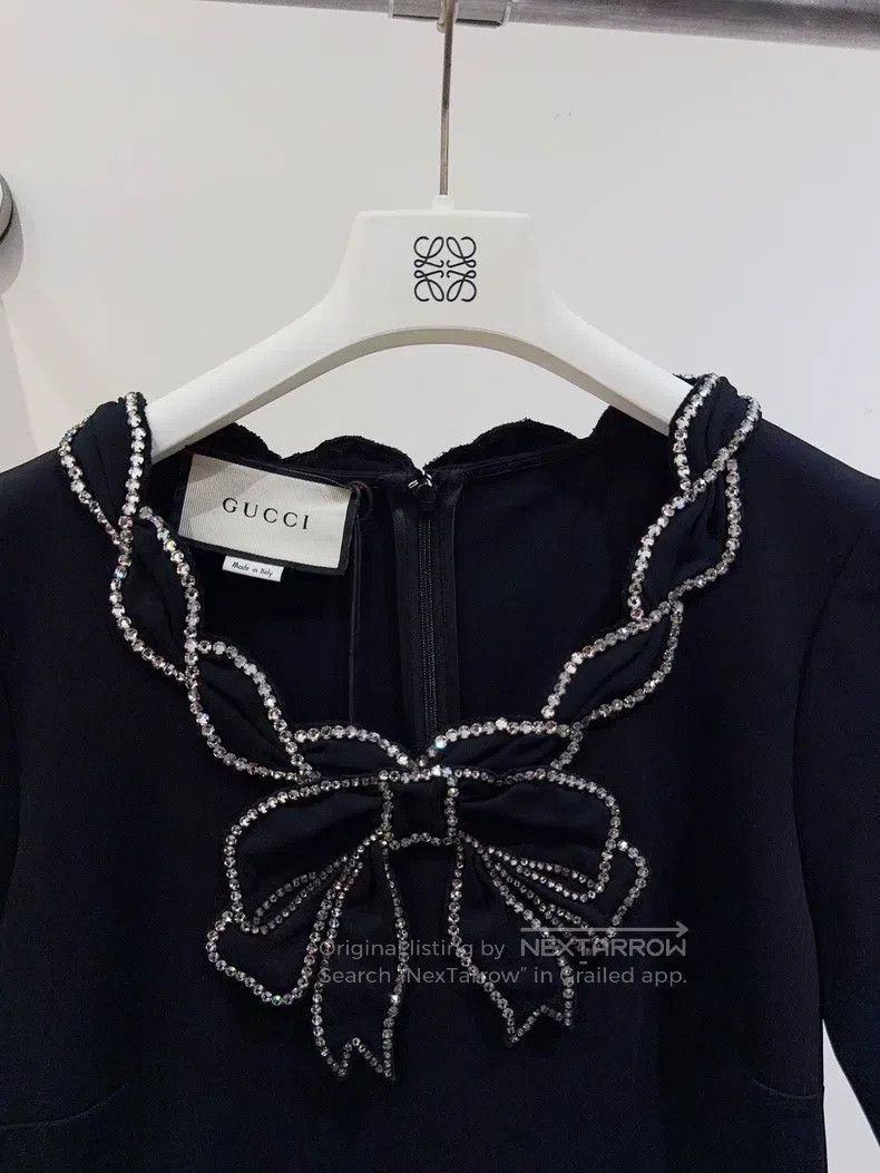 Gucci Gucci Rhinestone bow little black skirt dress Size S / US 4 / IT 40 - 3 Thumbnail