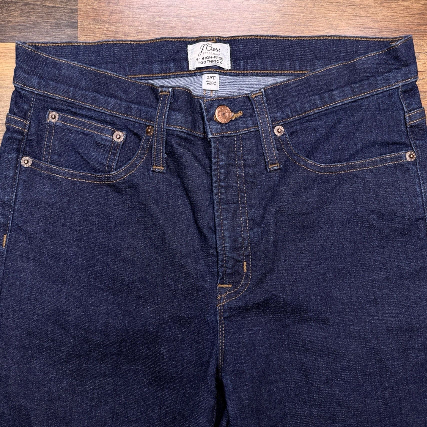 J.Crew J.CREW Toothpick Jeans Womens 26 Tall High Rise Stretch Denim Blue Slim 5-Pocket Button Zipper Pocket Pockets Modern Vintage: No (omit) Size 29" - 4 Thumbnail