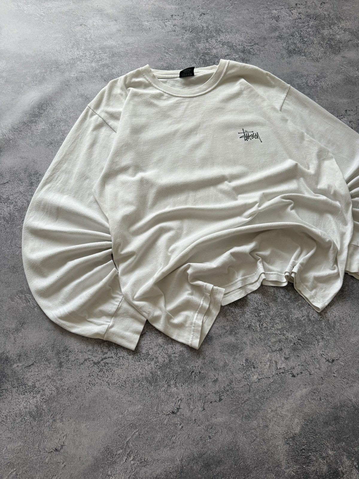 Stussy × Vintage Vintage Stussy Baggy White Long Sleeve size L Size US L / EU 52-54 / 3 - 2 Thumbnail
