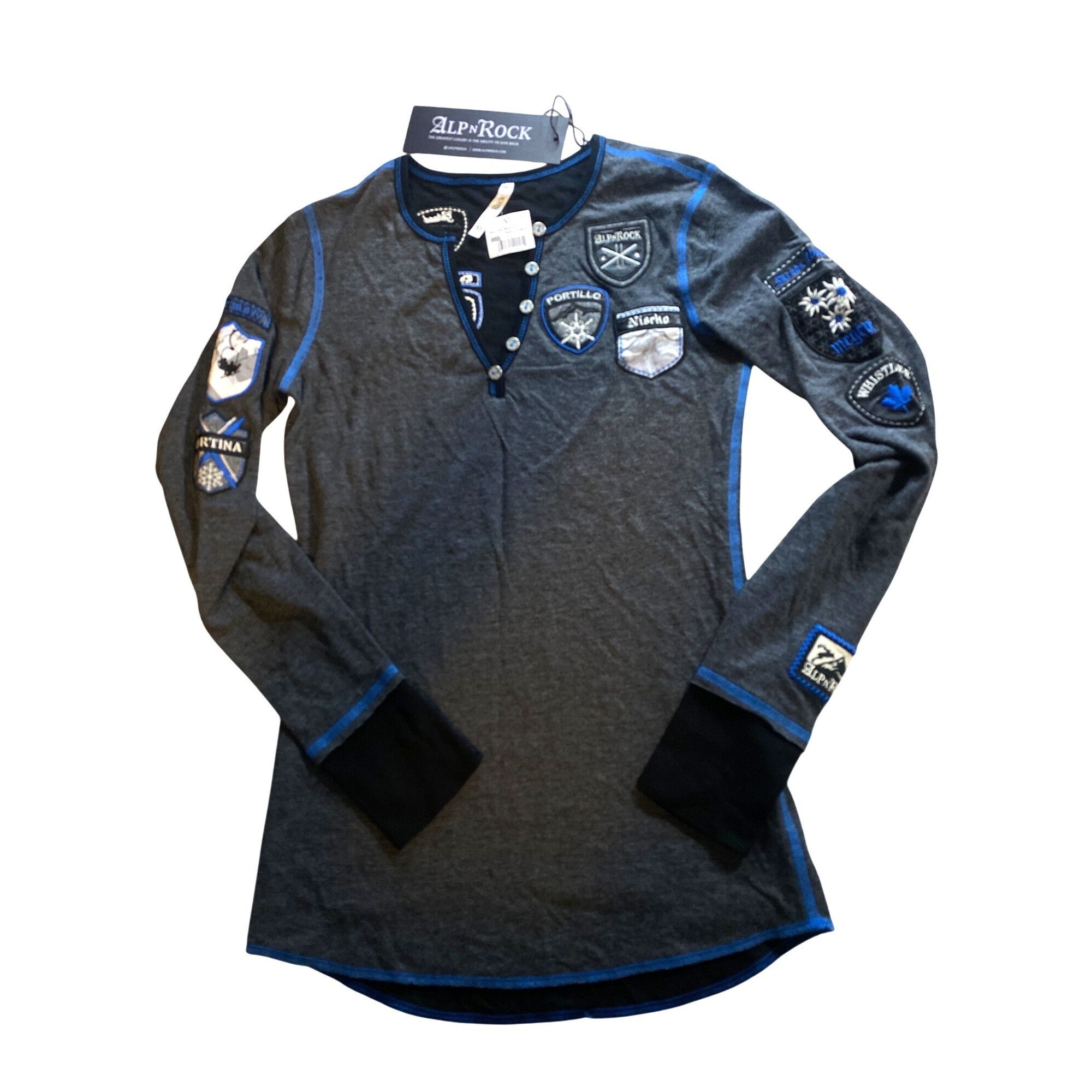 Other NWT Alp-n-Rock "Ski the World" Henley Shirt Top XS/S Gray M Size XS / US 0-2 / IT 36-38 - 9 Thumbnail