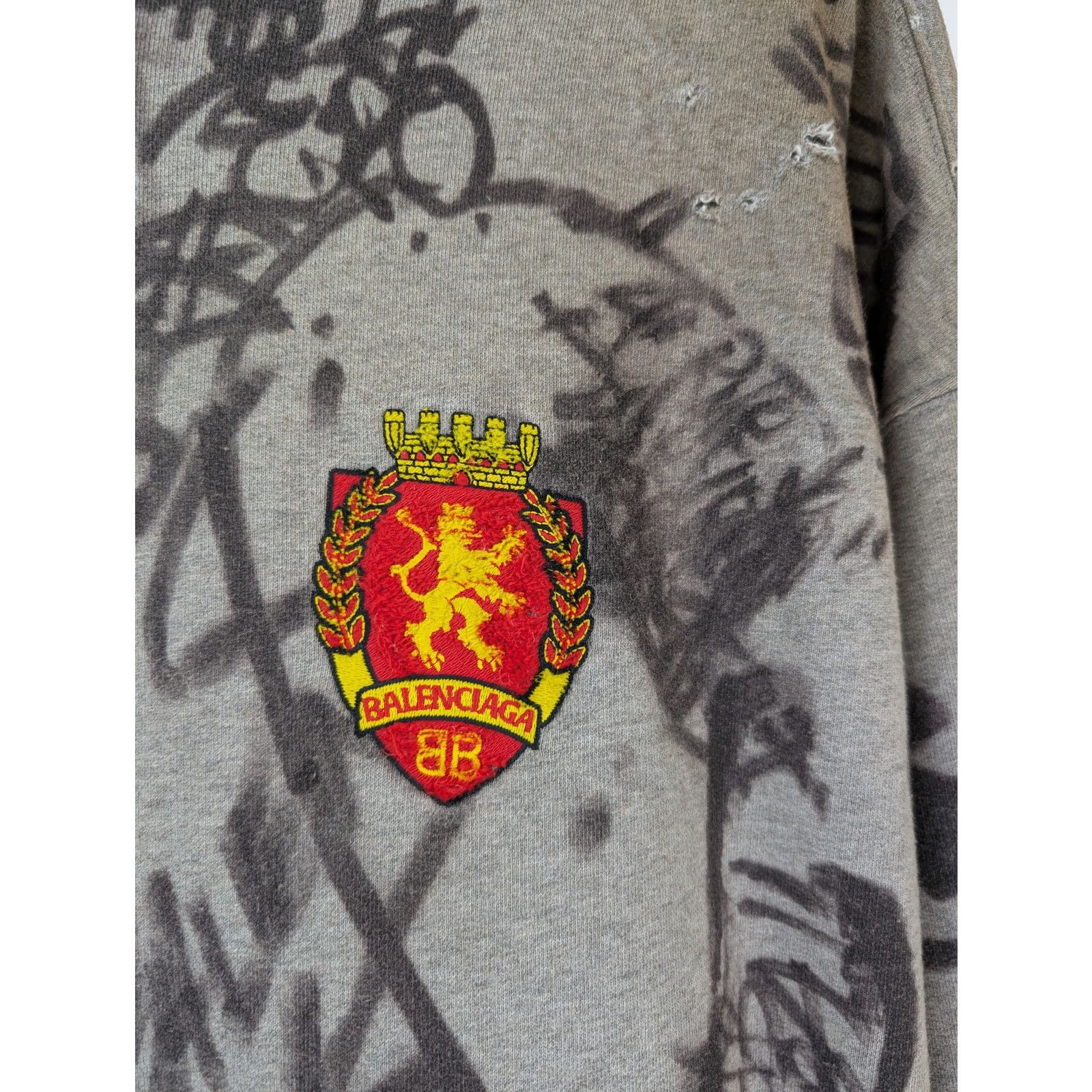 Balenciaga o1rshd1 Medium Fit Zip-Up Hoodie 1300 in Heather Grey Size US XS / EU 42 / 0 - 7 Thumbnail