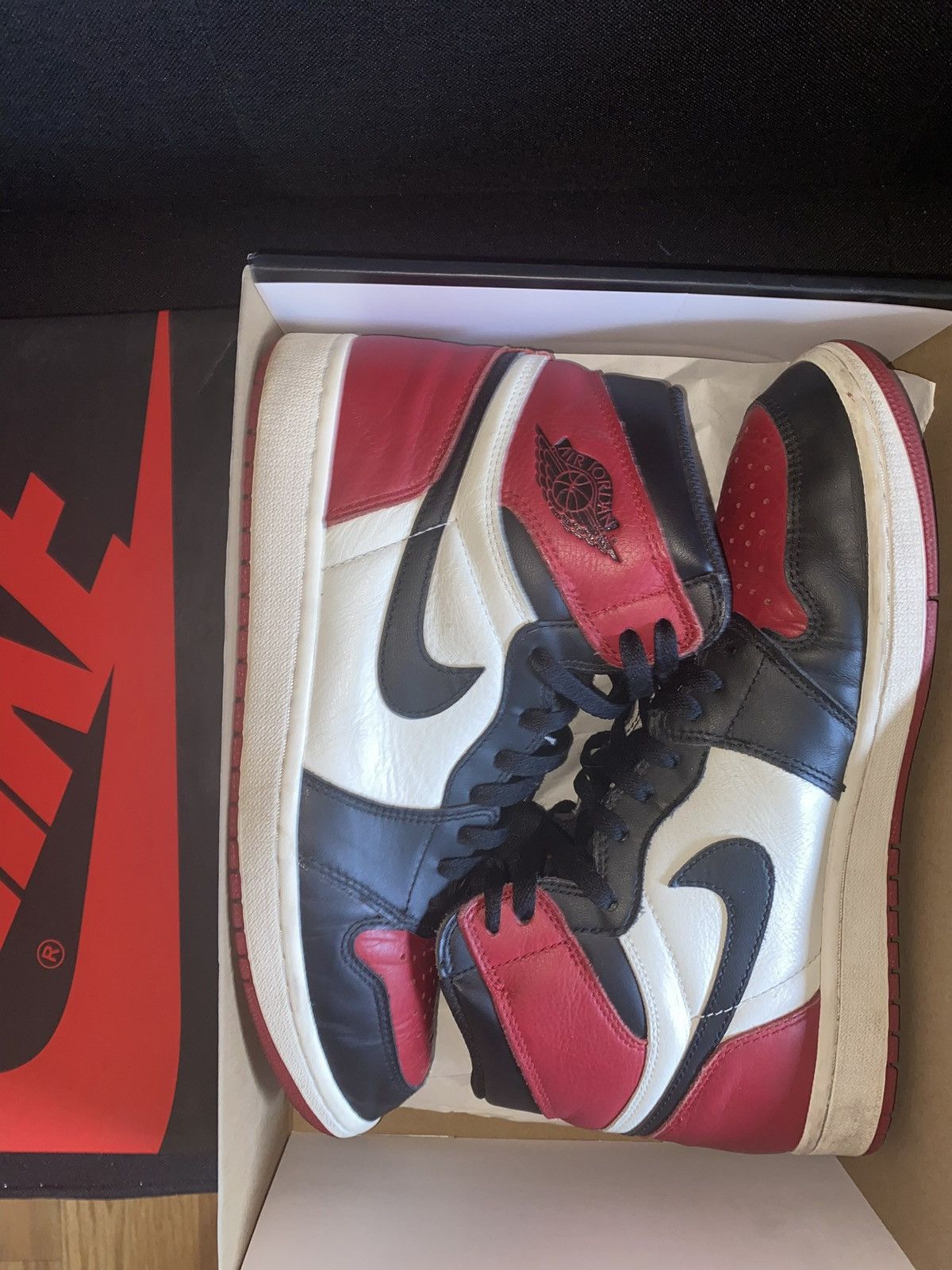 image of Nike Jordan Bred Toe One Shoes, Men's (Size 11)