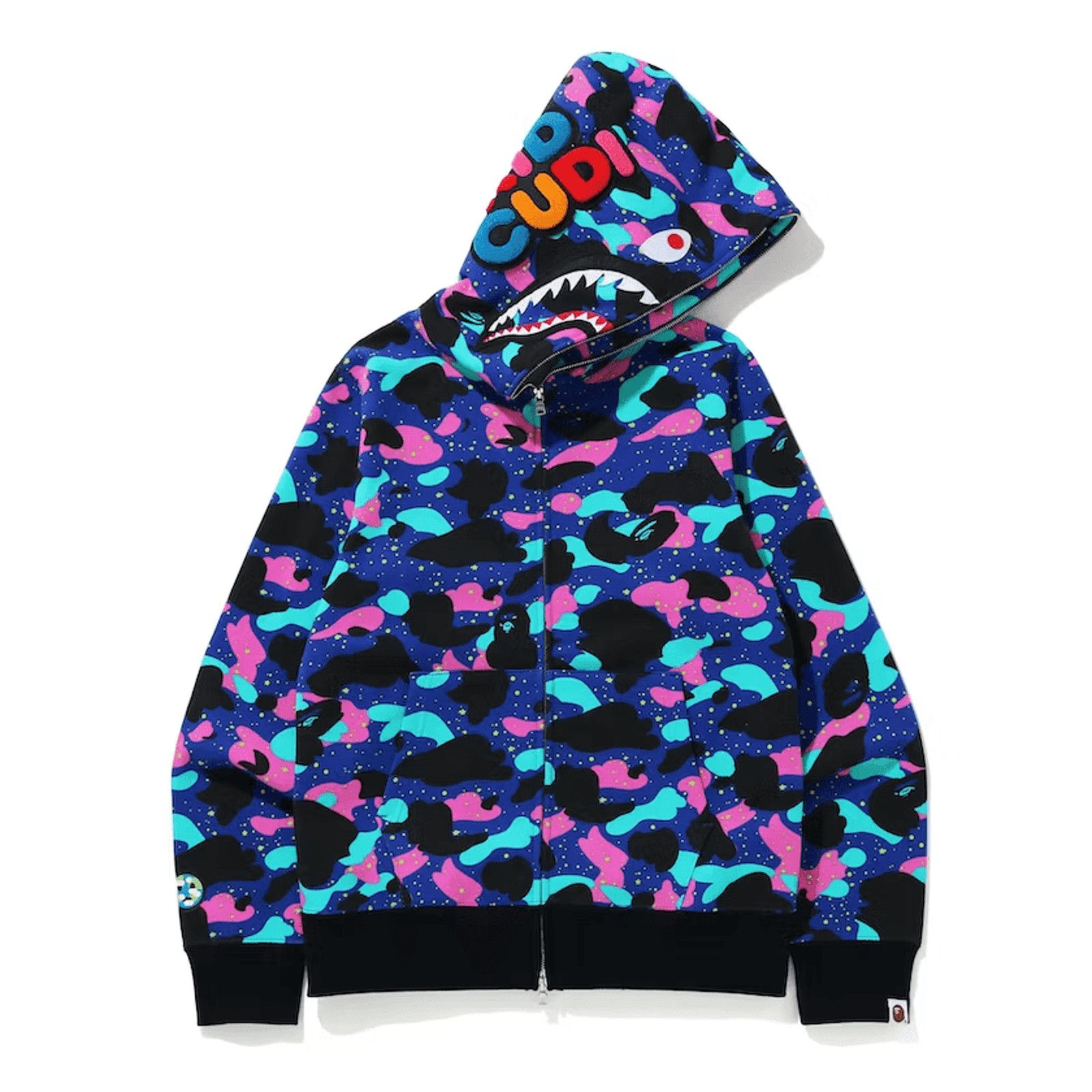 image of Bape X Kid Cudi Shark Full Zip Up Hooded Sweatshirt Multi (Size 2XL)