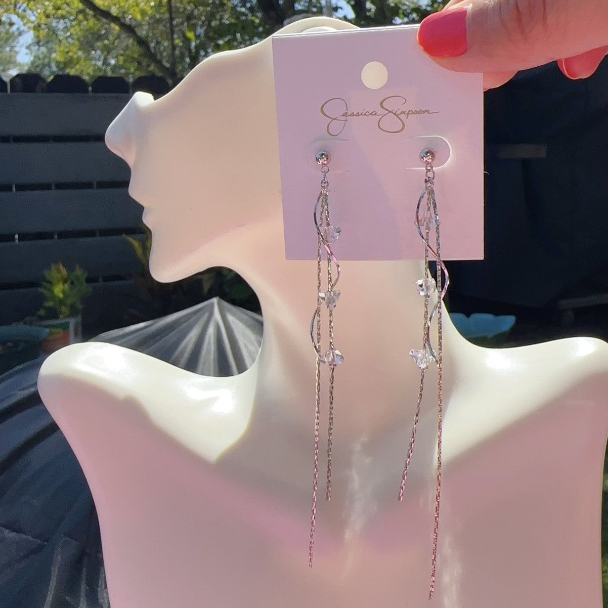 Jessica Simpson Jessica Simpson silver tone crystal diamonds tassels earri Size ONE SIZE - 1 Thumbnail