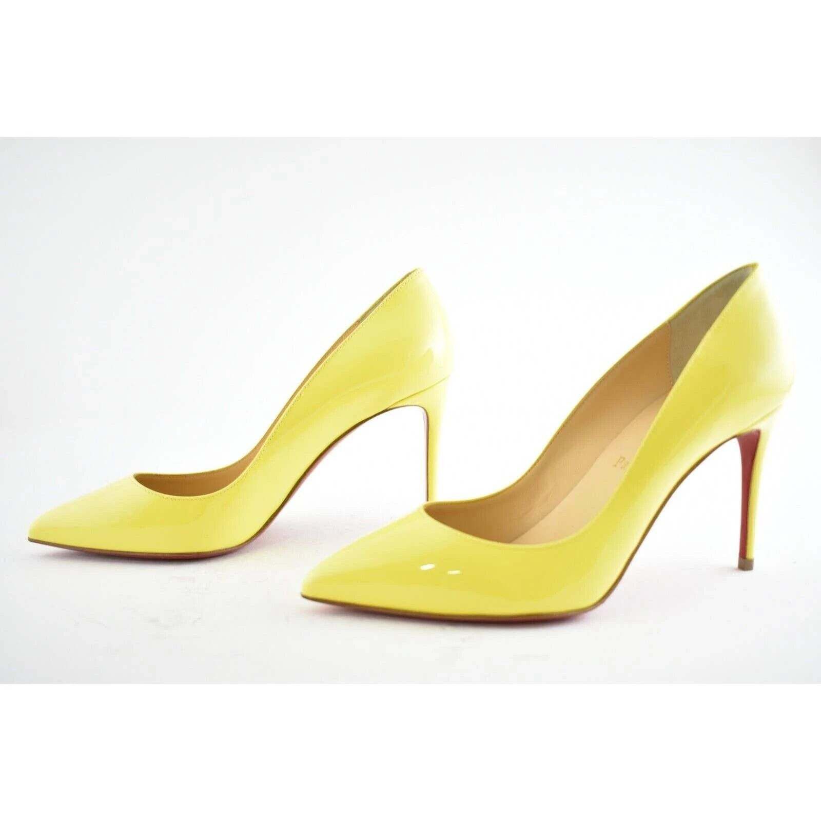 Christian Louboutin Pigalle Follies 85 Citronnade Yellow Patent Heel Pump 37 Size US 7 / IT 37 - 9 Thumbnail
