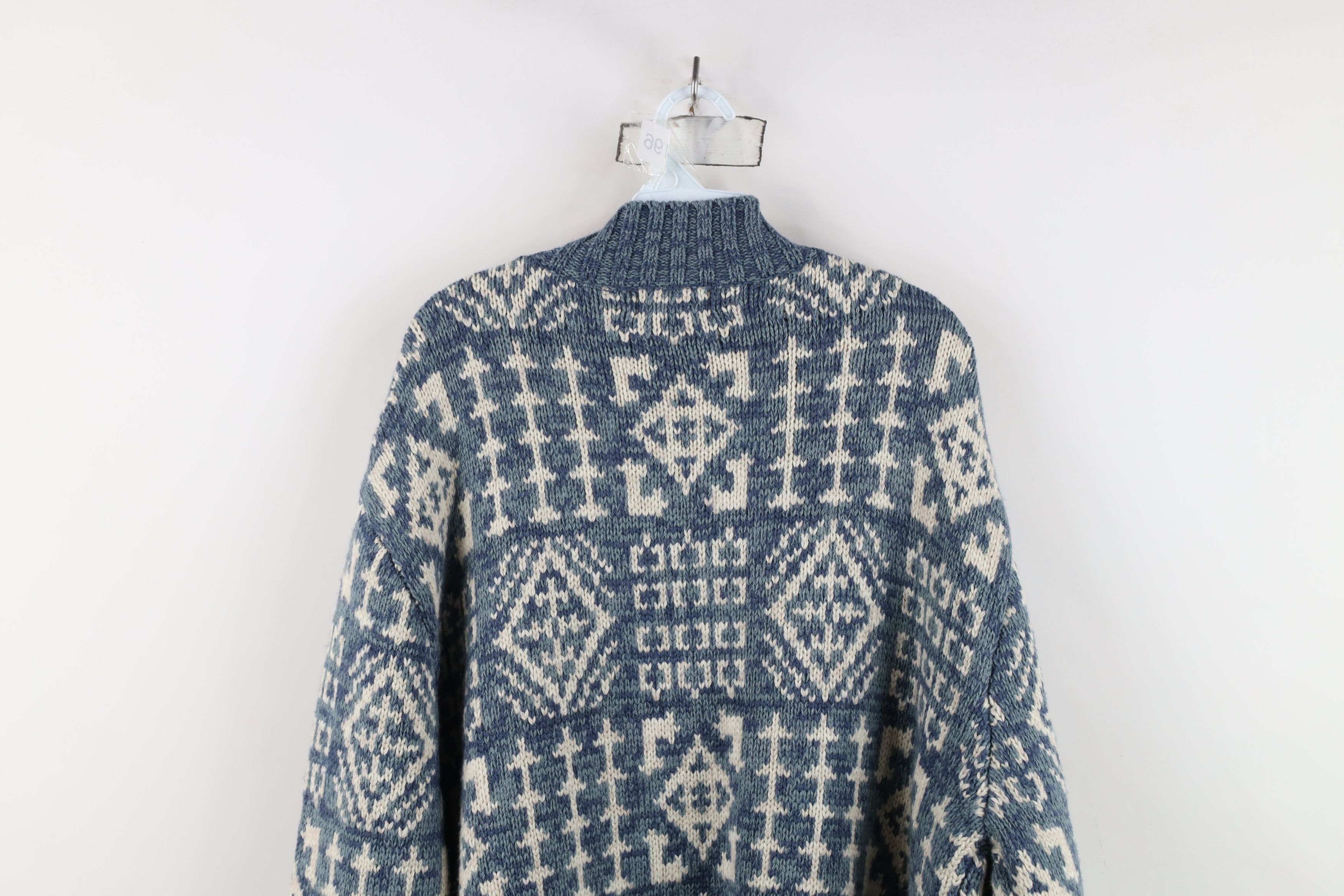 Vintage Vintage 90s Streetwear Knit Fair Isle Mock Neck Sweater Size US XL / EU 56 / 4 - 8 Thumbnail