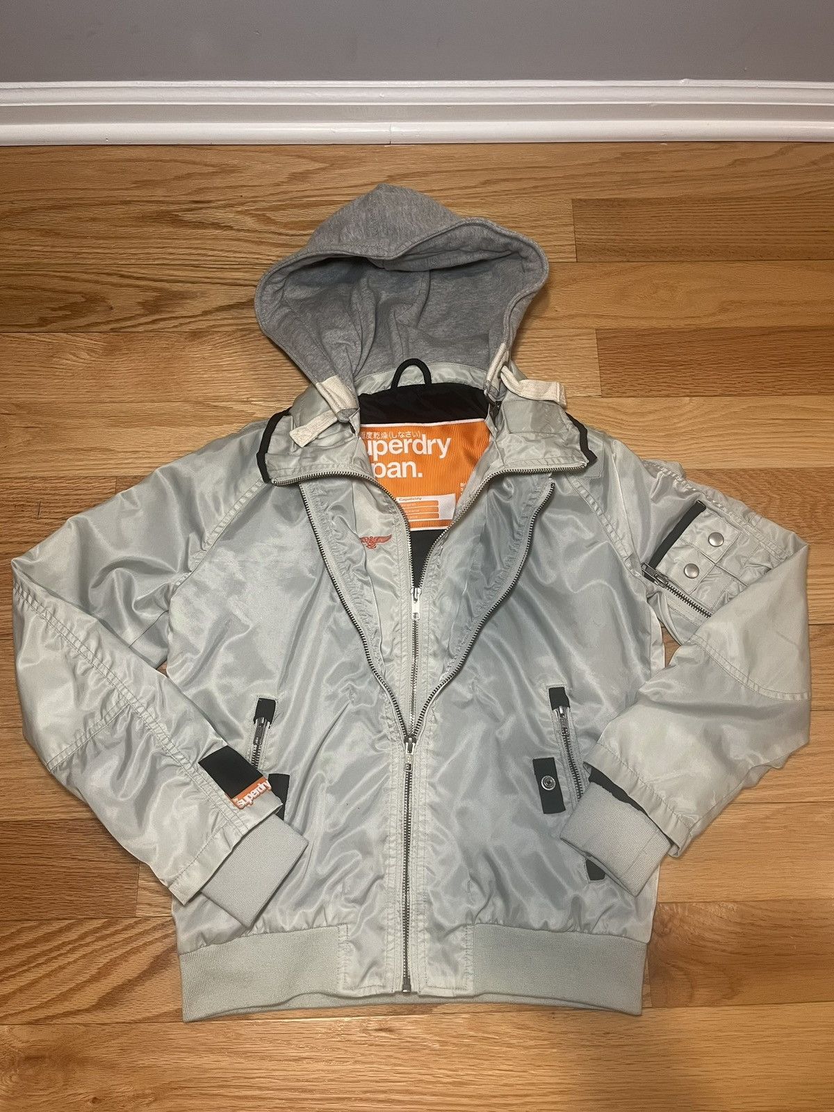 Superdry SuperDry Full-Zip Hooded Silver Bomber Jacket Size US S / EU 44-46 / 1 - 1 Thumbnail