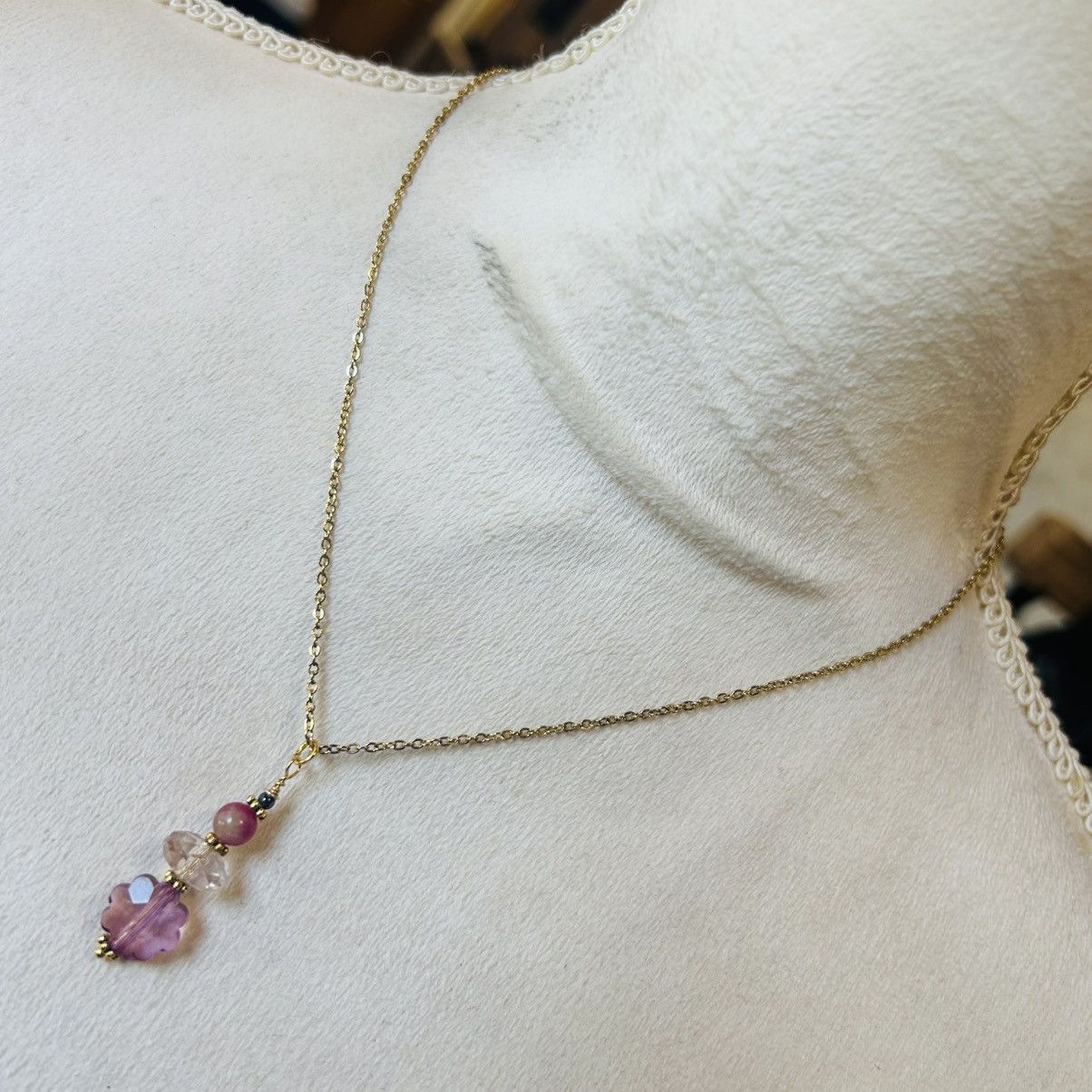 Handmade Handcrafted floral glass crystal elbaite hematite set Size ONE SIZE - 4 Thumbnail