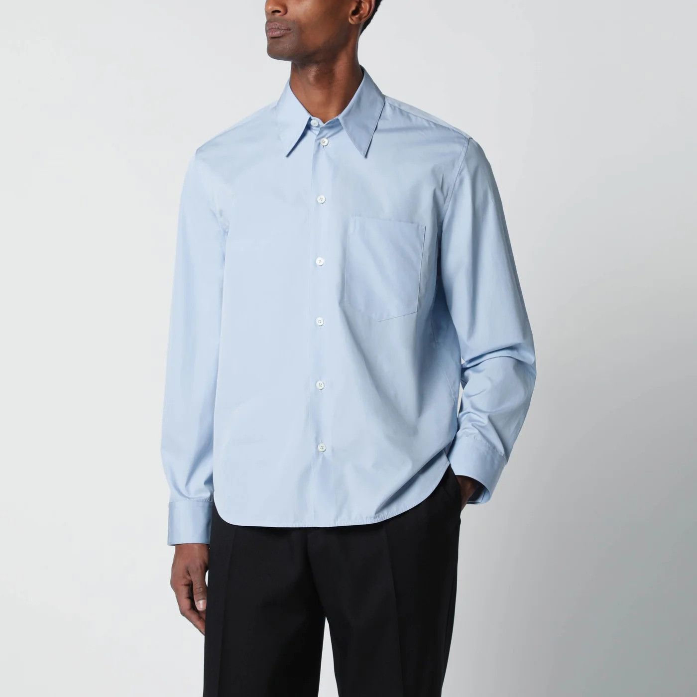 Jil Sander o1d2blof0526 Cotton Button Shirt in Light Blue Size US XXS / EU 40 - 4 Thumbnail