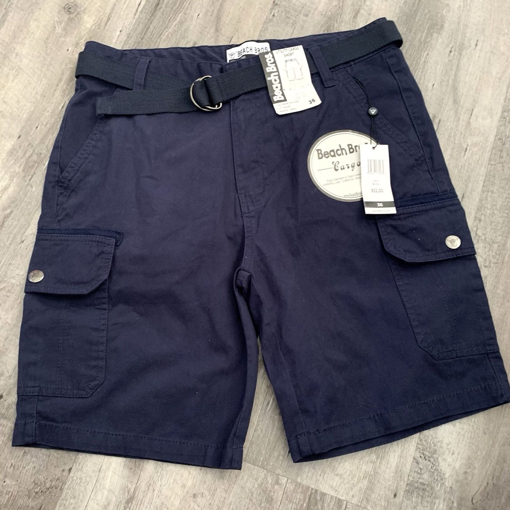 Vintage Beach Bros. Shorts Mens Sz 36 Blue Belted 100% Cotton 11” Cargo Utility NEW Size US 36 / EU 52 - 5 Thumbnail