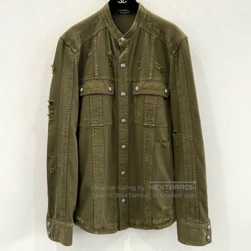 Balmain Men's Green Cotton Jacket .
