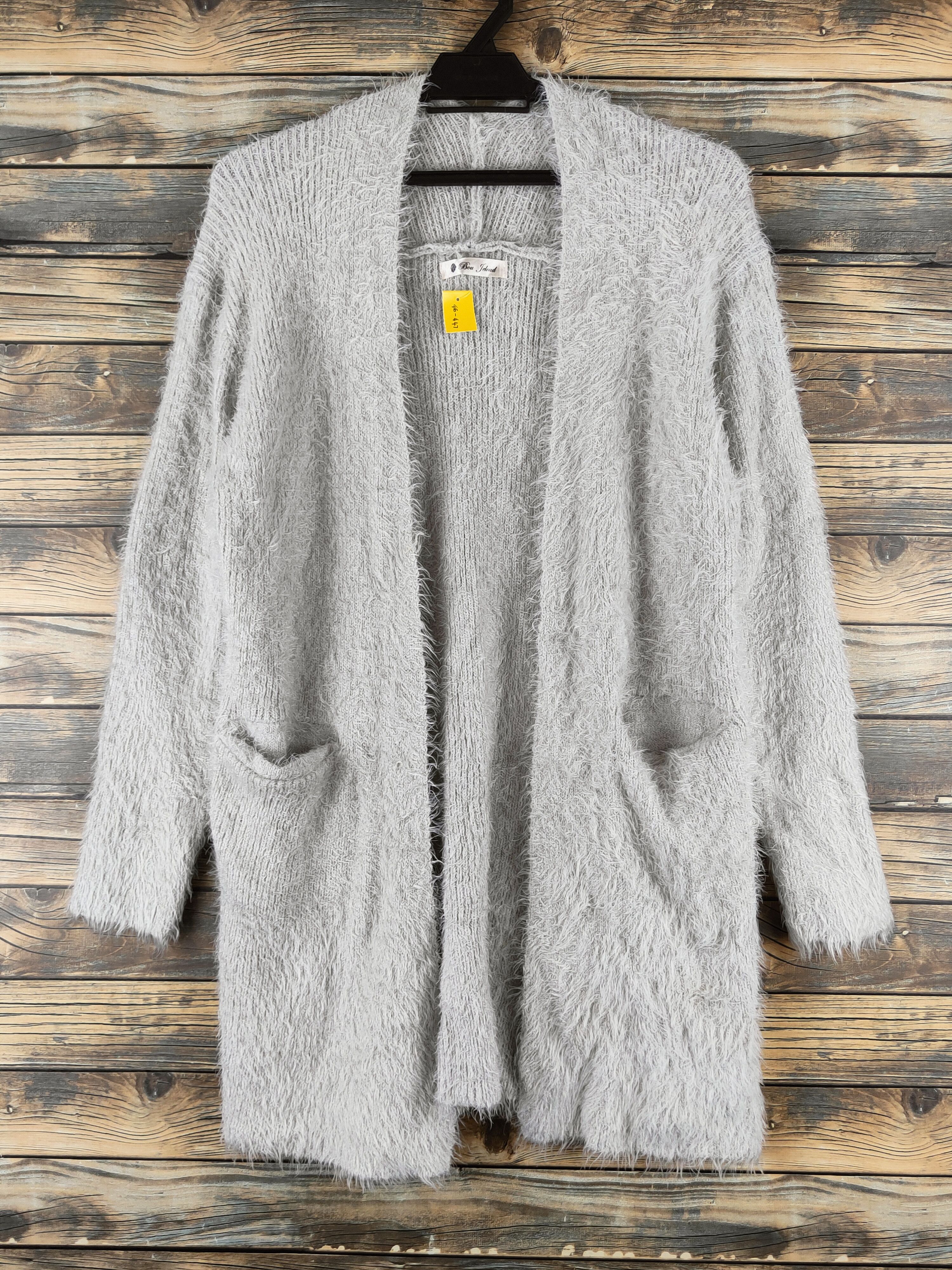 Japanese Brand DL Bou Jeloud Gray Fur Mohair Knitwear Cardigans #46-447 Size S / US 4 / IT 40 - 1 Thumbnail