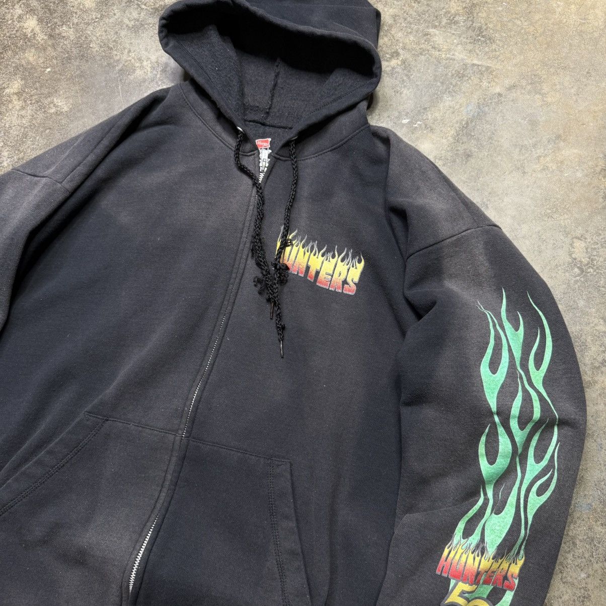 Vintage vintage hot rod flame faded black baggy zip up hoodie Size US XL / EU 56 / 4 - 6 Thumbnail