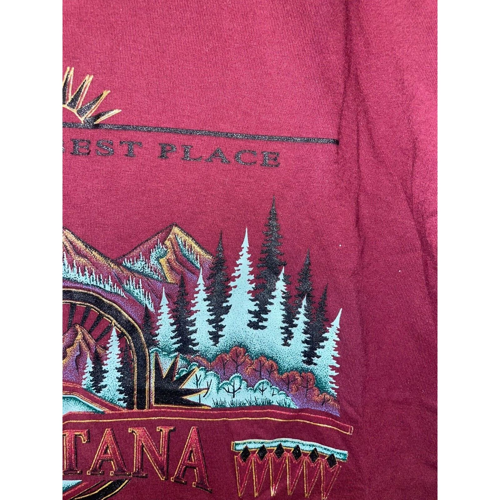 Jerzees Vintage Montana Red Shirt The Last best Place Tee VTG 90s M Size US M / EU 48-50 / 2 - 5 Thumbnail