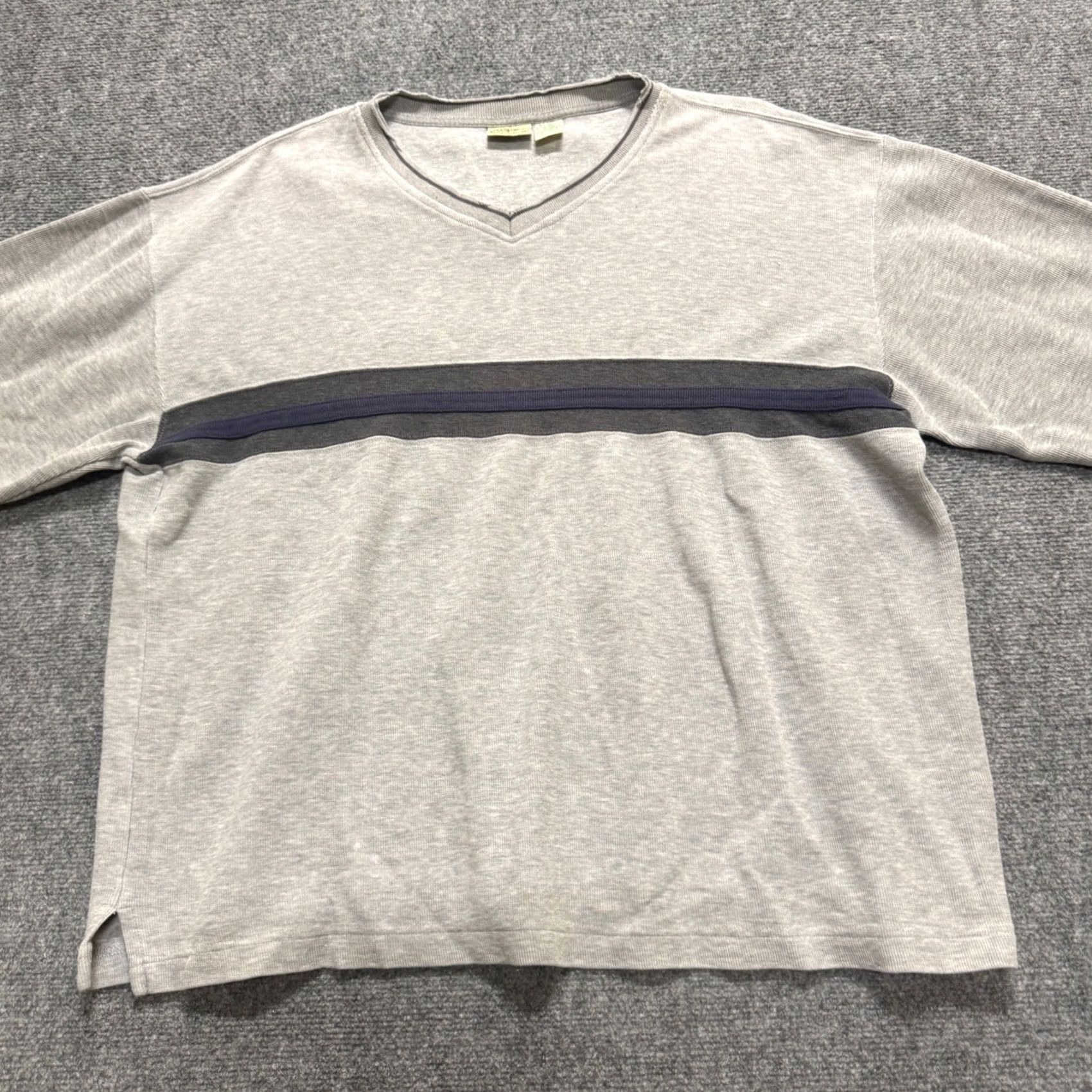 Vintage St John's Bay Long-sleeve Shirt Mens XL Gray Distressed Striped Blue Pullover Shirt Size US XL / EU 56 / 4 - 7 Thumbnail
