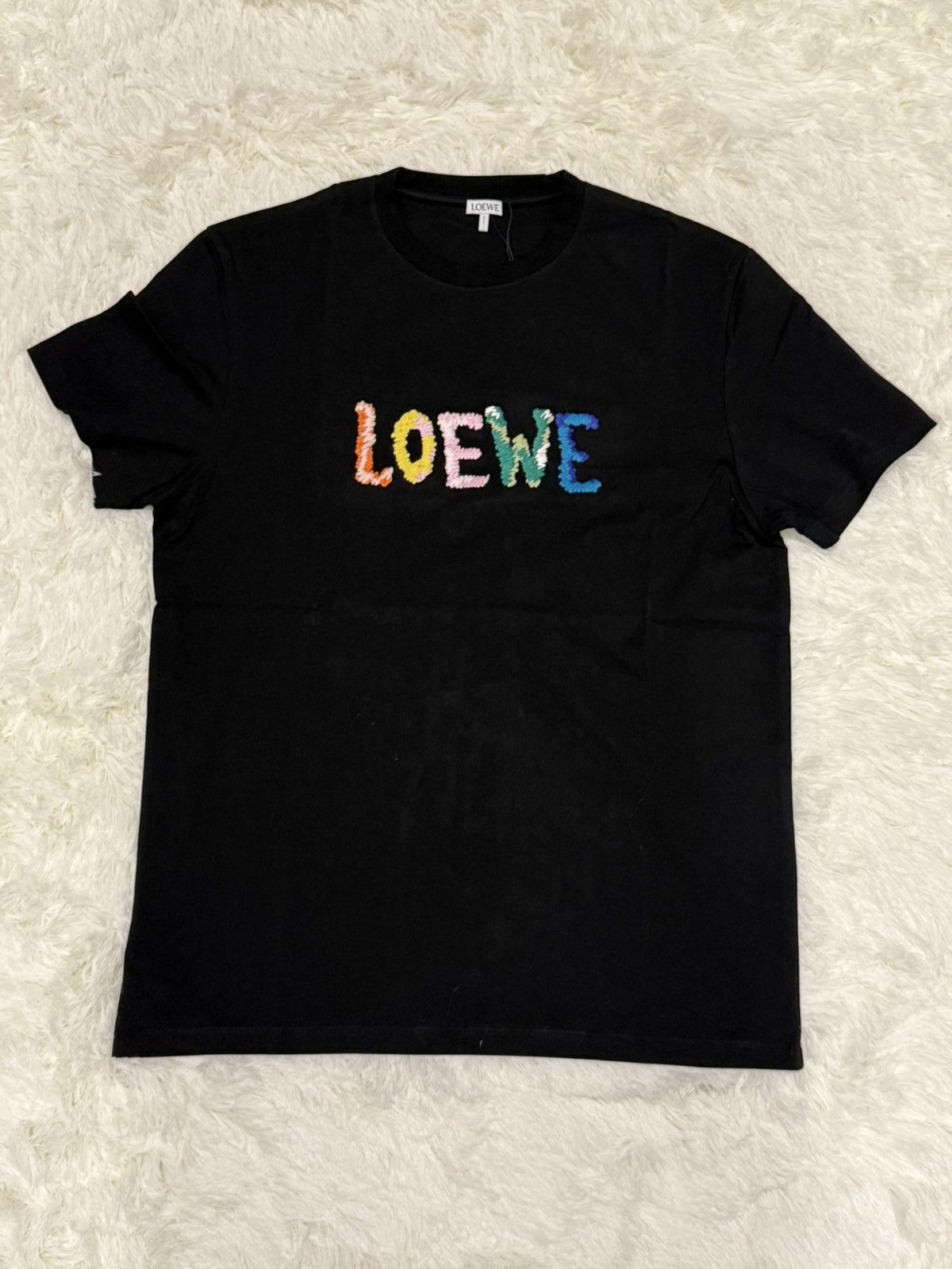 Loewe LOEWE Embroidered Logo T Shirt Black Size US M / EU 48-50 / 2 - 2 Thumbnail