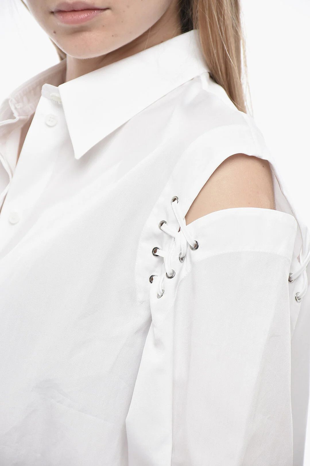 Alexander McQueen og1mm0426 Cotton Poplin Shirt in White Size M / US 6-8 / IT 42-44 - 3 Thumbnail