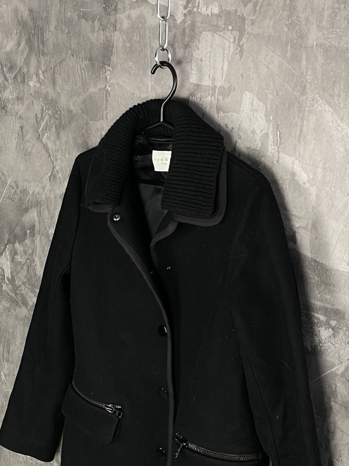 Sandro Sandro Vintage Wool Black Avant Garde Coat Size XS / US 0-2 / IT 36-38 - 7 Thumbnail