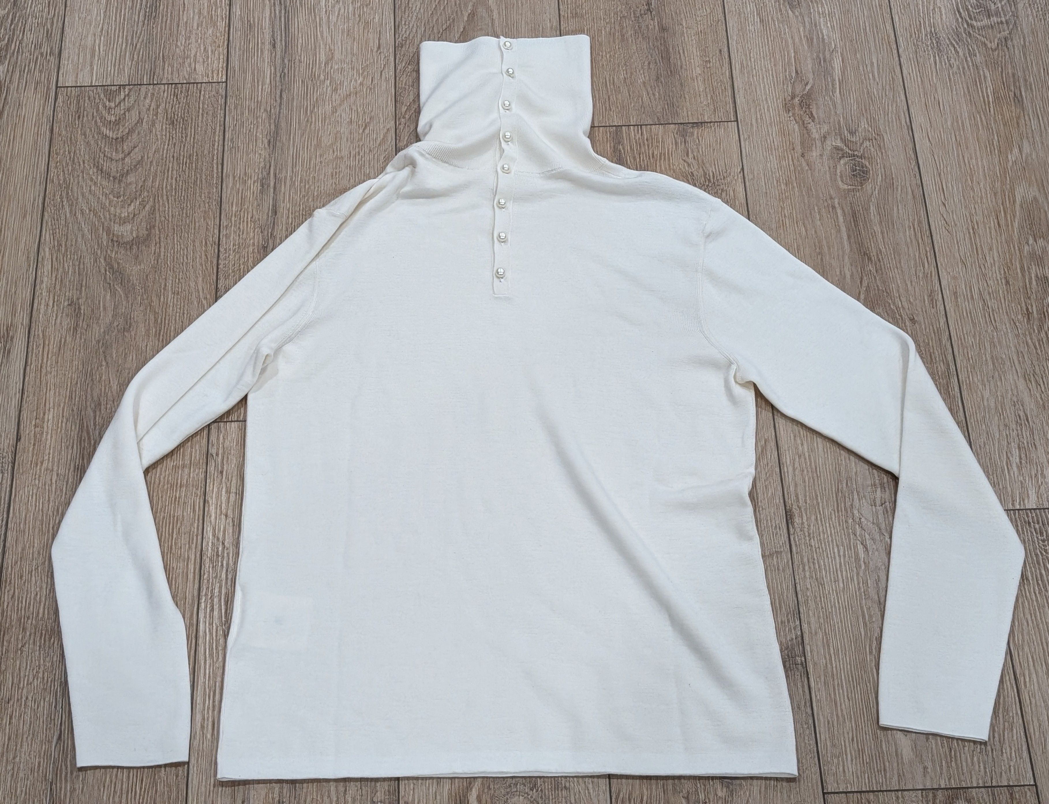 Givenchy GIVENCHY Wool/Silk/Cashmere Turtleneck Sweater Natural Large Size US L / EU 52-54 / 3 - 2 Thumbnail
