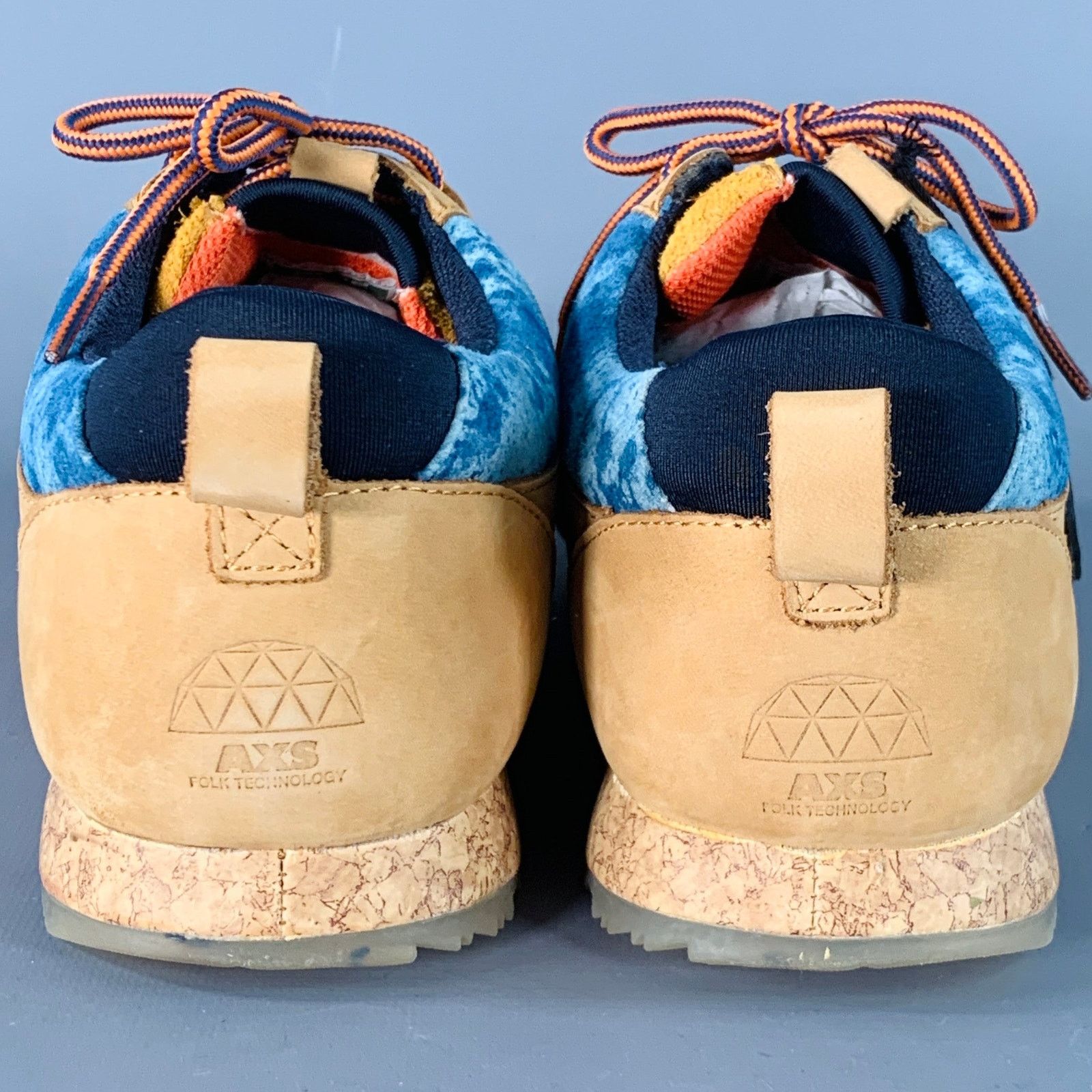 CLAE Mills Tan Blue Leather Marbled Color Block Lace-Up Sneakers Size US 9.5 / EU 42-43 - 3 Thumbnail