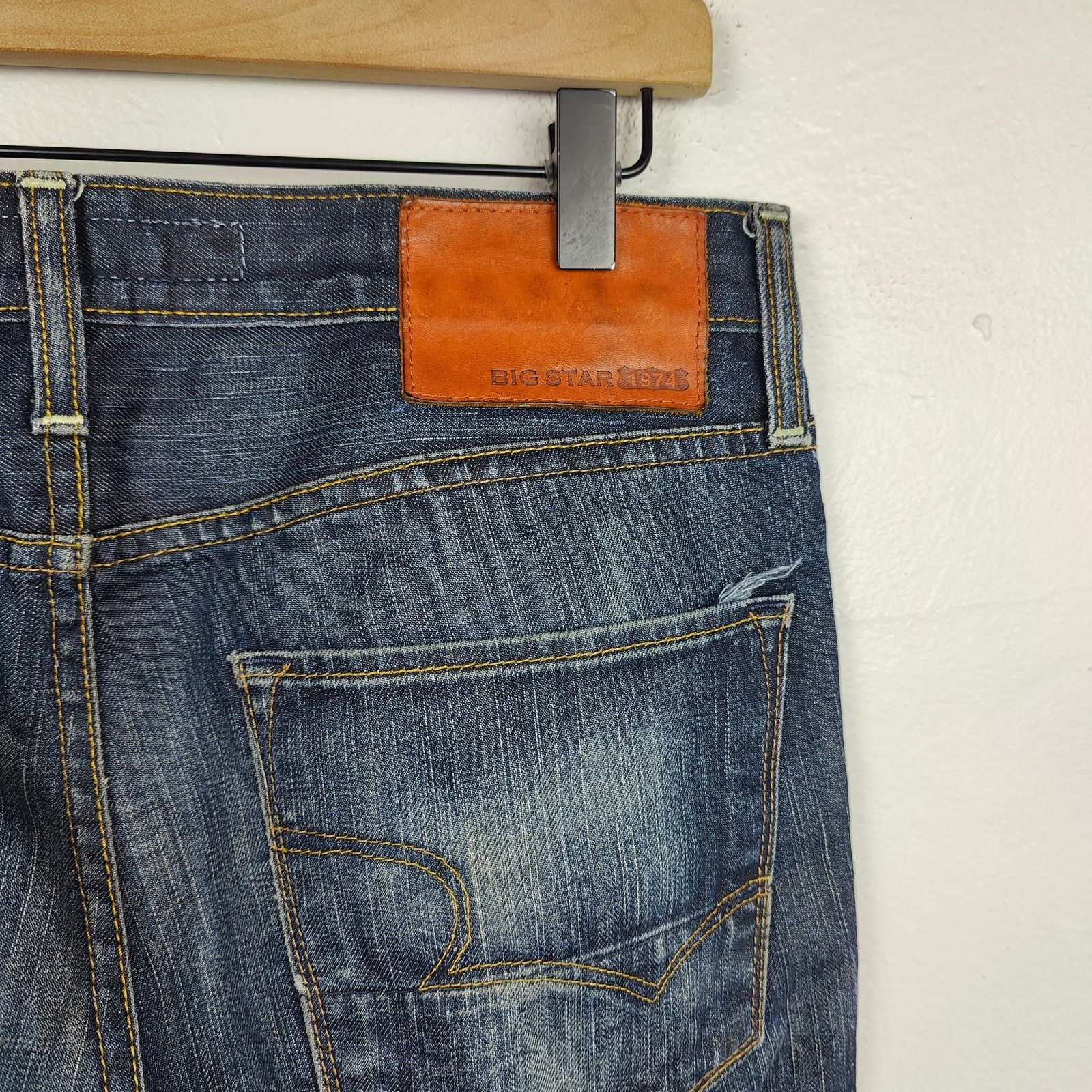 Big Star Big Star Division Slim Fit Jeans Men 32 Dark Wash Whiskering Size US 32 / EU 48 - 5 Thumbnail