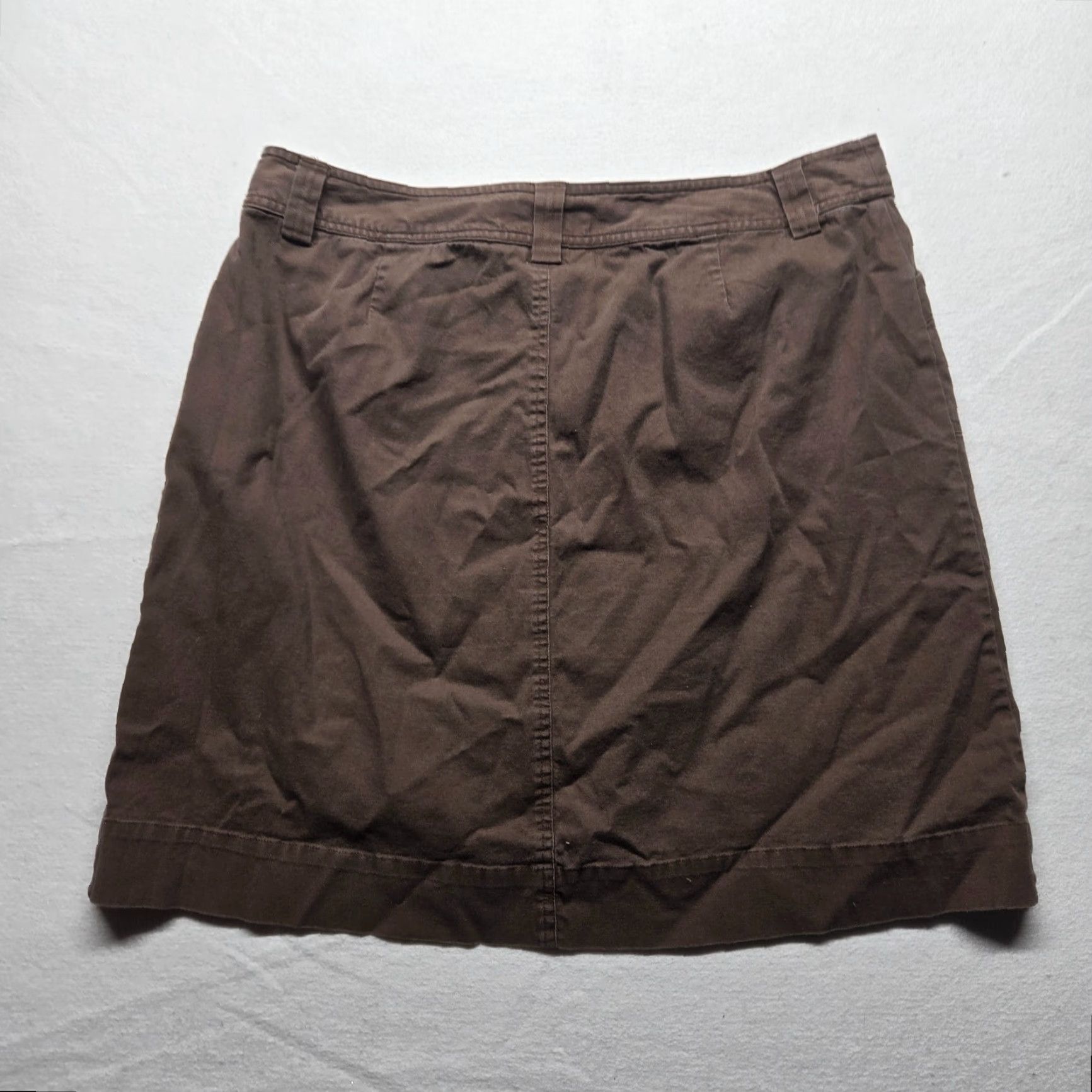 Vintage CJ Banks Skirt Midi Pencil Brown 14W Women Pockets Stretch Work Casual Slit Button Cotton Blend Spandex - Womens Size 36" / US 14 / IT 50 - 5 Thumbnail