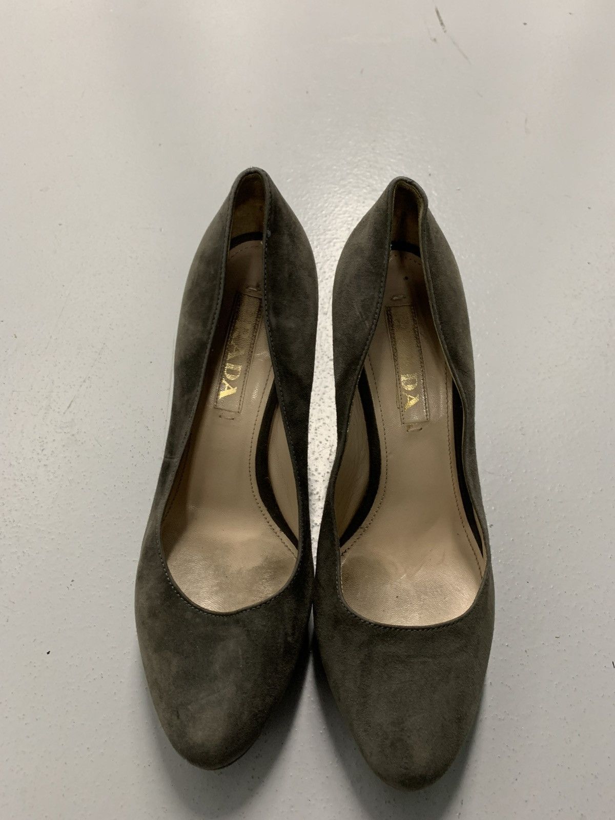 Prada Prada Olive Grey Suede Pumps - Size 36 US 6 Size US 6 / IT 36 - 2 Thumbnail