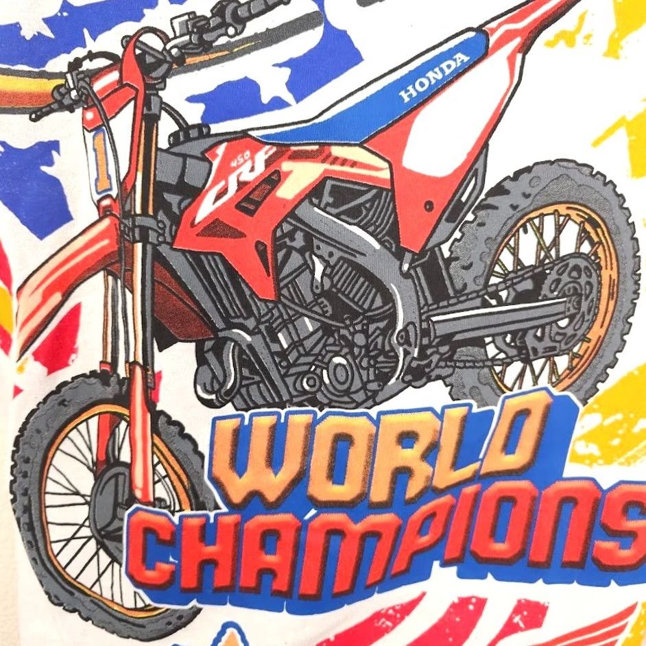 Honda Honda Motocross T Shirt Mens Size Small CRF 450R Supercross Racing All Over AOP Printed Cotton Ivory Shirt Size US S / EU 44-46 / 1 - 4 Thumbnail
