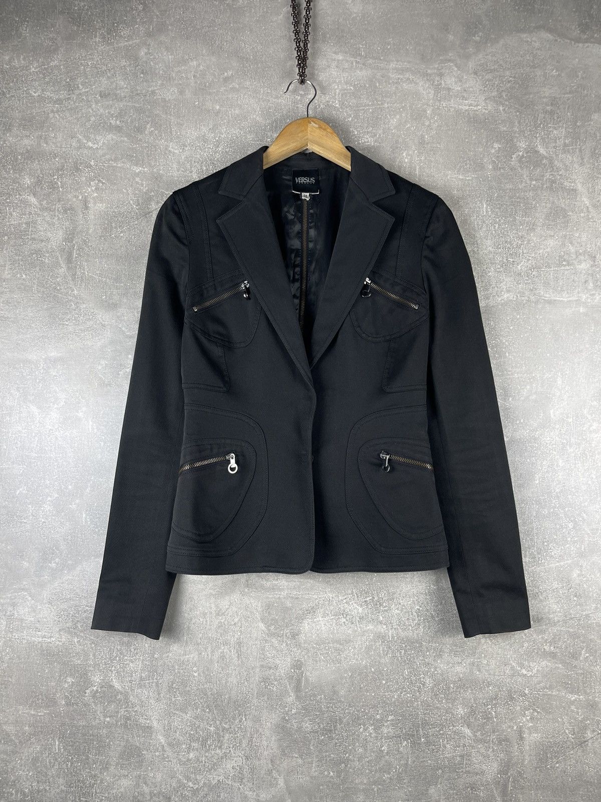 Versus Versace Versus Versace Archive 00s Black Zip Detail Tailored Jacket Size S / US 4 / IT 40 - 1 Thumbnail