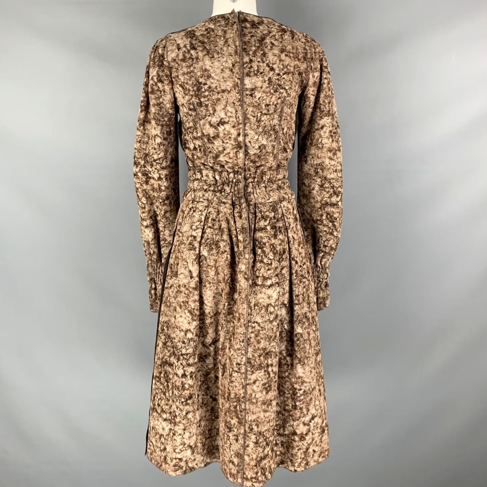 Dolce & Gabbana DOLCE & GABBANA Dress M Size Brown Beige Wool Marbled Long Sleeve Size M / US 6-8 / IT 42-44 - 3 Thumbnail