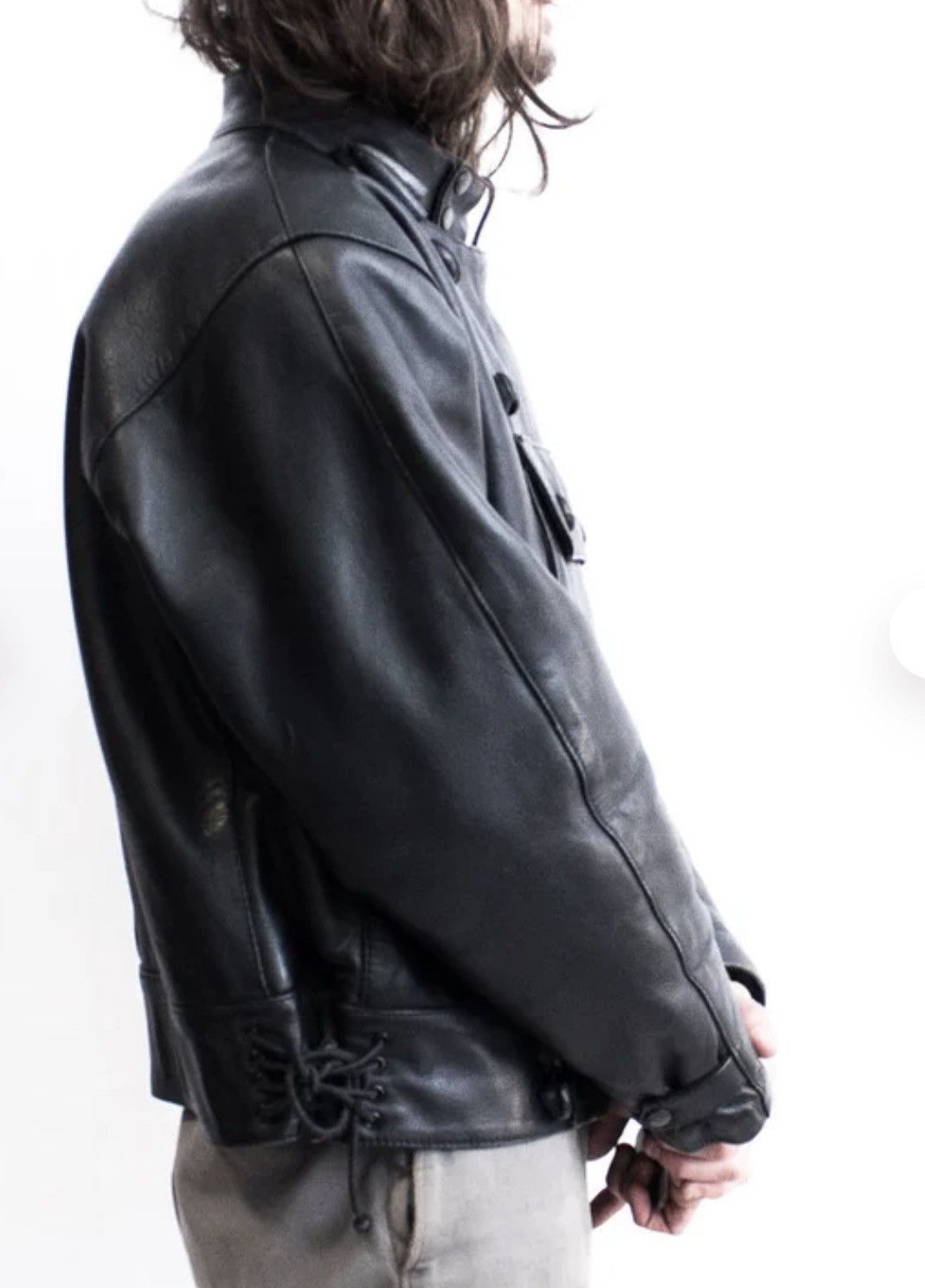 Vintage Vintage Archive 1980s Cropped Leather Military Jacket Size US L / EU 52-54 / 3 - 8 Thumbnail