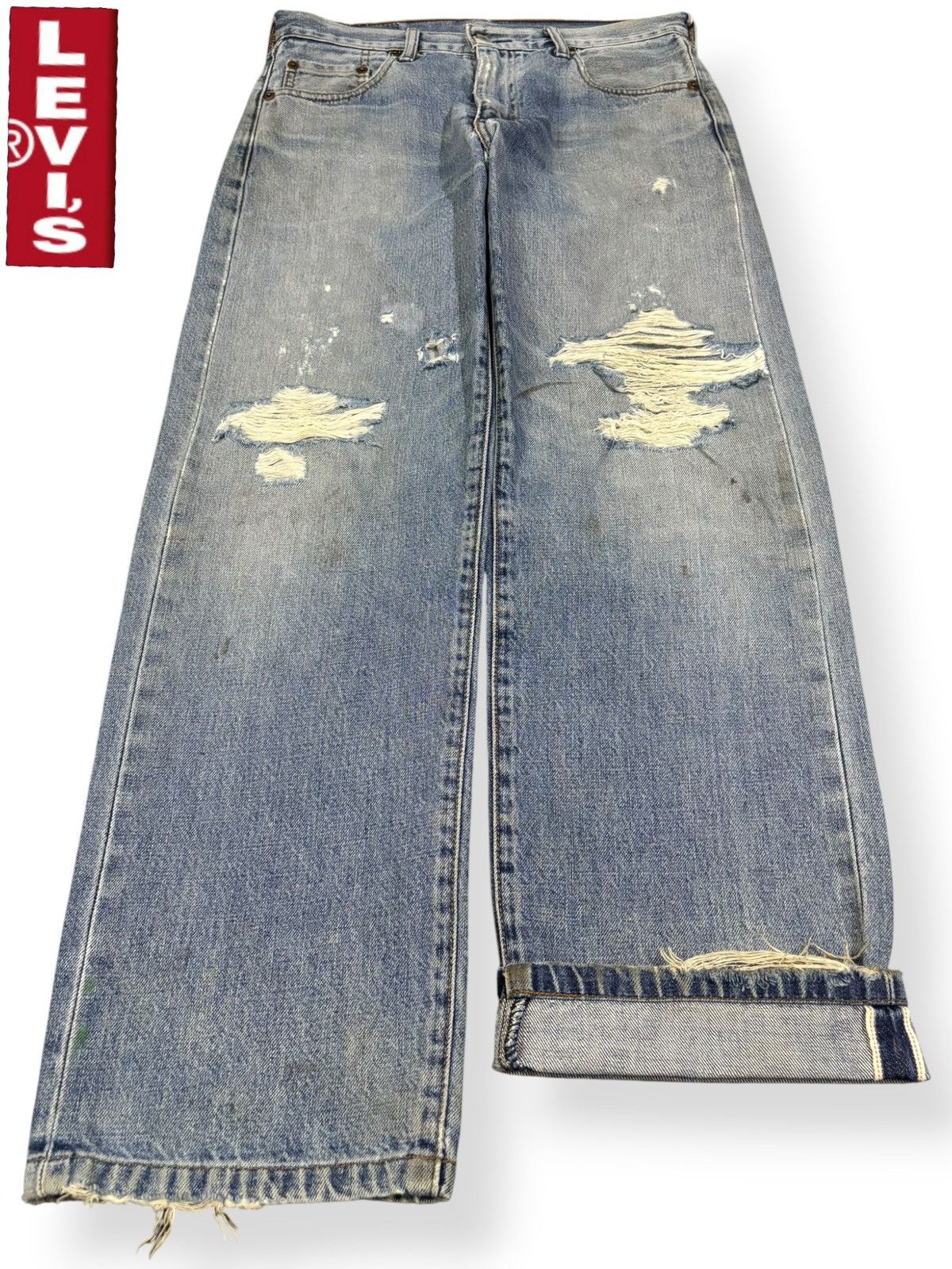 Levi's Vintage 90s Levis 502 Big E Selvedge Distressed Grunge Jeans Size US 30 / EU 46 - 1 Thumbnail