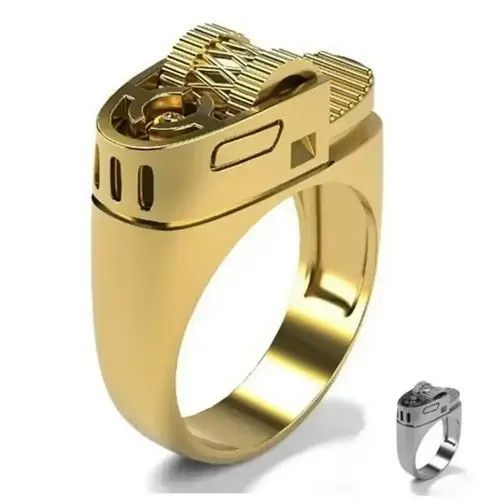 Vintage Lighter Ring Gold Fire Grunge Punk Y2K Flame Jewelry Sz8 Size ONE SIZE - 1 Thumbnail
