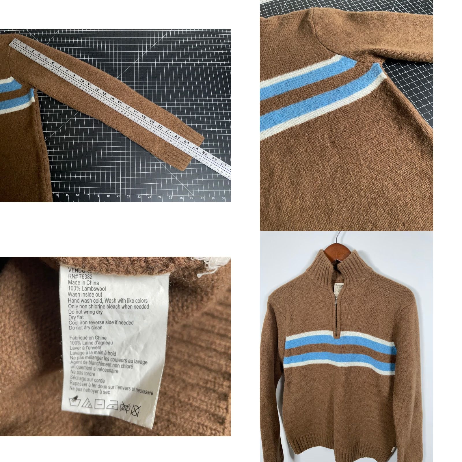 Timberland Timberland Sweater Adult Medium Brown Striped Wool 1/4 Zip Lambs Wool Knit Pullover Preppy Mens Size US M / EU 48-50 / 2 - 8 Thumbnail