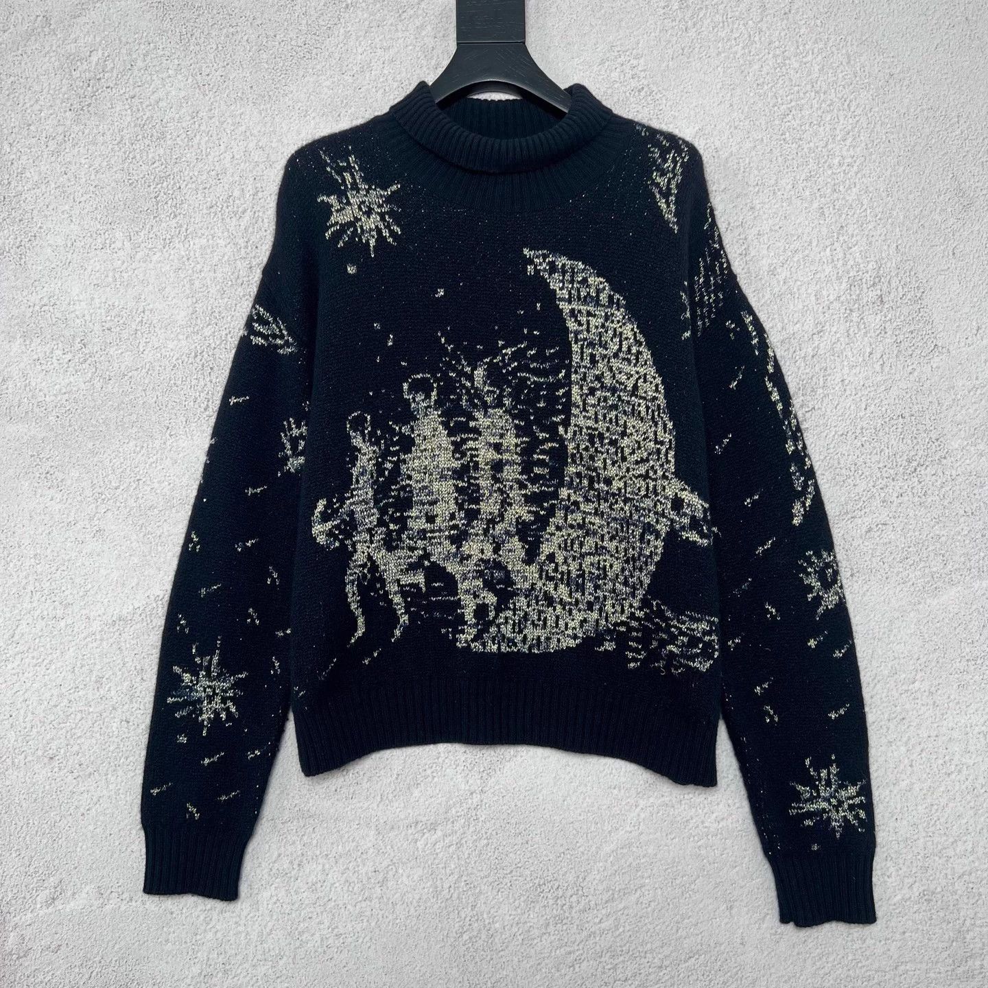 Dior DIOR Gold Thread Embroidered Star Moon Wool Sweater Size M / US 6-8 / IT 42-44 - 1 Thumbnail