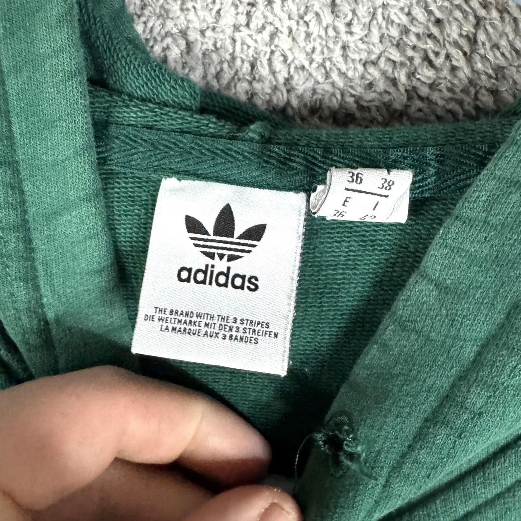 Adidas adidas Hoodie Womens Small Green Cropped 3-Stripes Trefoil Pullover Originals Size S / US 4 / IT 40 - 7 Thumbnail