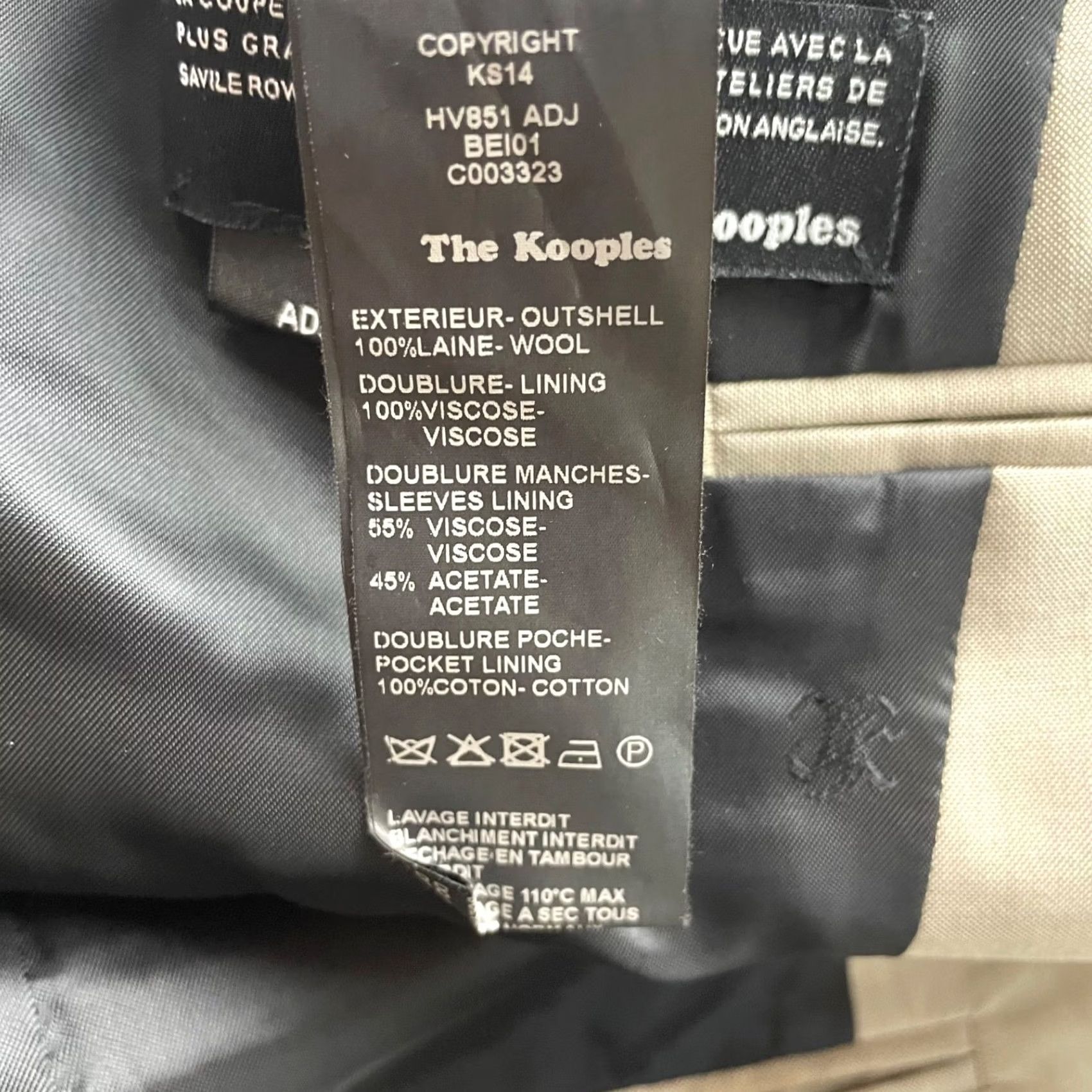 The Kooples The Kooples Men’s Suit 2-Button Beige Wool 100% 36S Regular Jacket 36 Short Pants 30x32 Vintage No Mens Size 36R - 5 Thumbnail