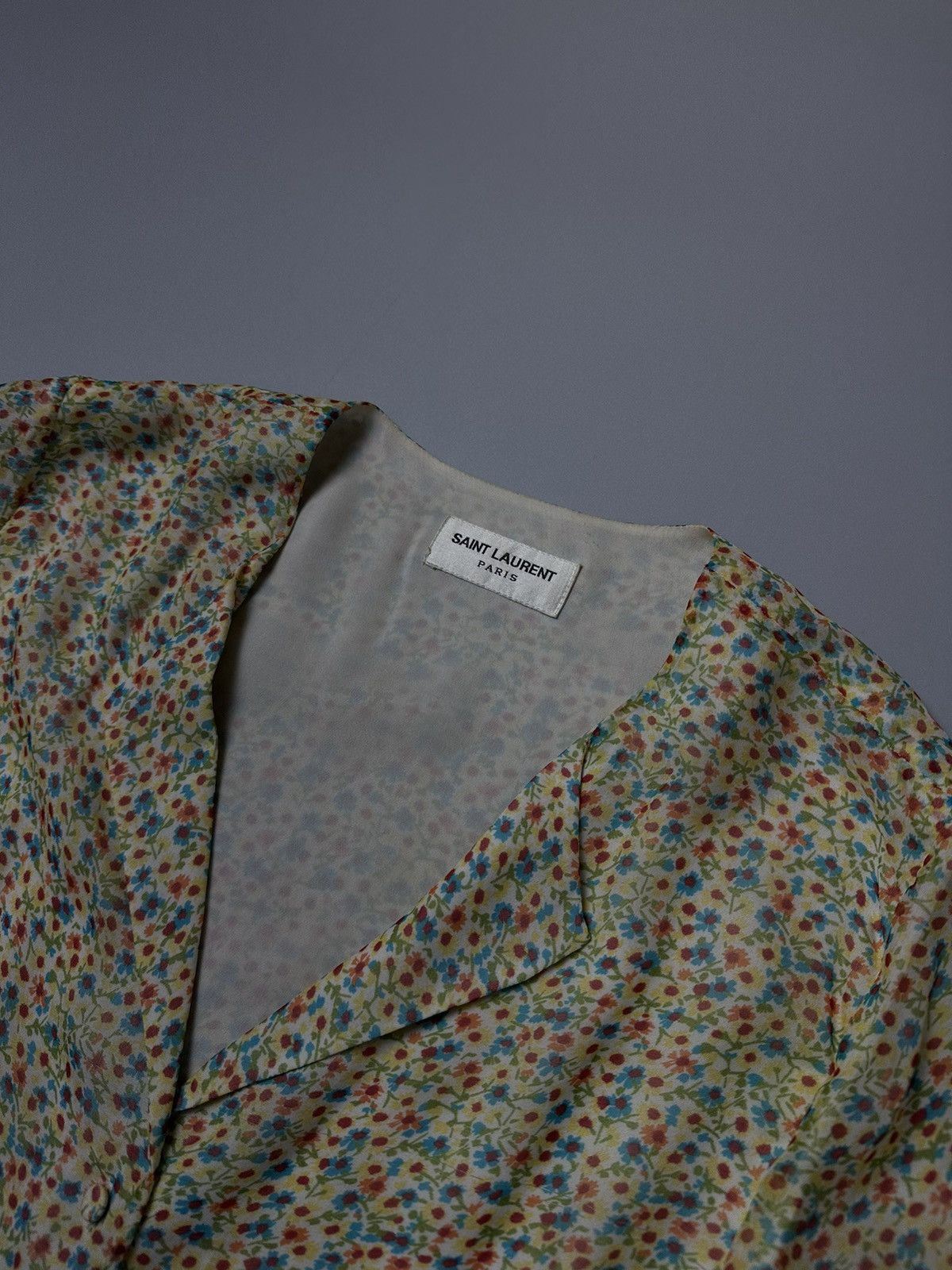 Saint Laurent Paris Saint Laurent Paris Silk Flower Button Up Dress Size M / US 6-8 / IT 42-44 - 5 Thumbnail