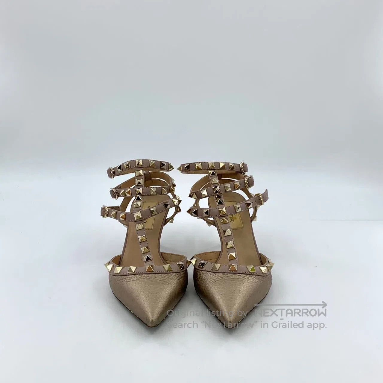 Valentino Valentino Champagne Pointed Toe Stud One-Strap Stiletto Hi Size US 5 / IT 35 - 3 Thumbnail